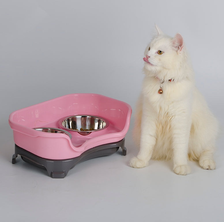 Splash-Proof Stainless Steel Dog & Cat Double Bowl