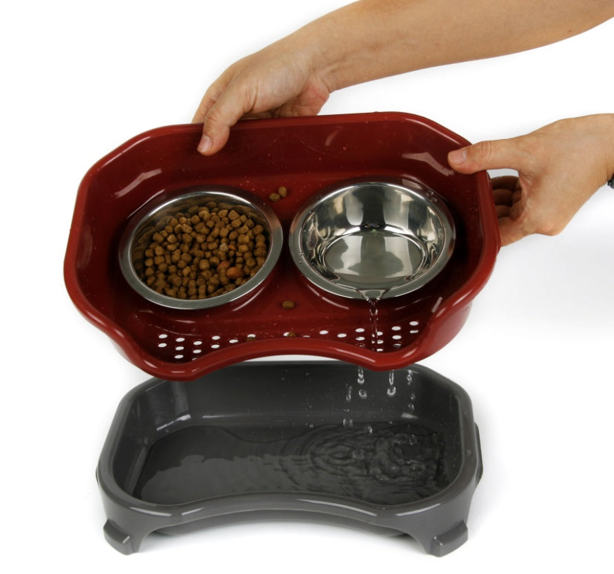 Splash-Proof Stainless Steel Dog & Cat Double Bowl