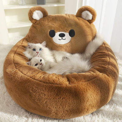 Cute Indoor Cat Bed – Removable Washable Fluffy Plush Tent