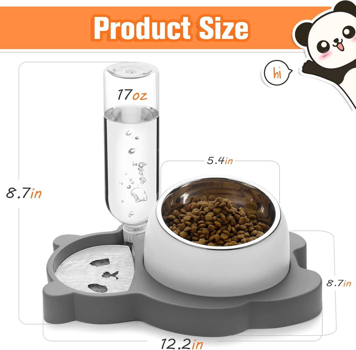 Elevated Tilted Pet Bowl Set with Automatic Water Dispenser