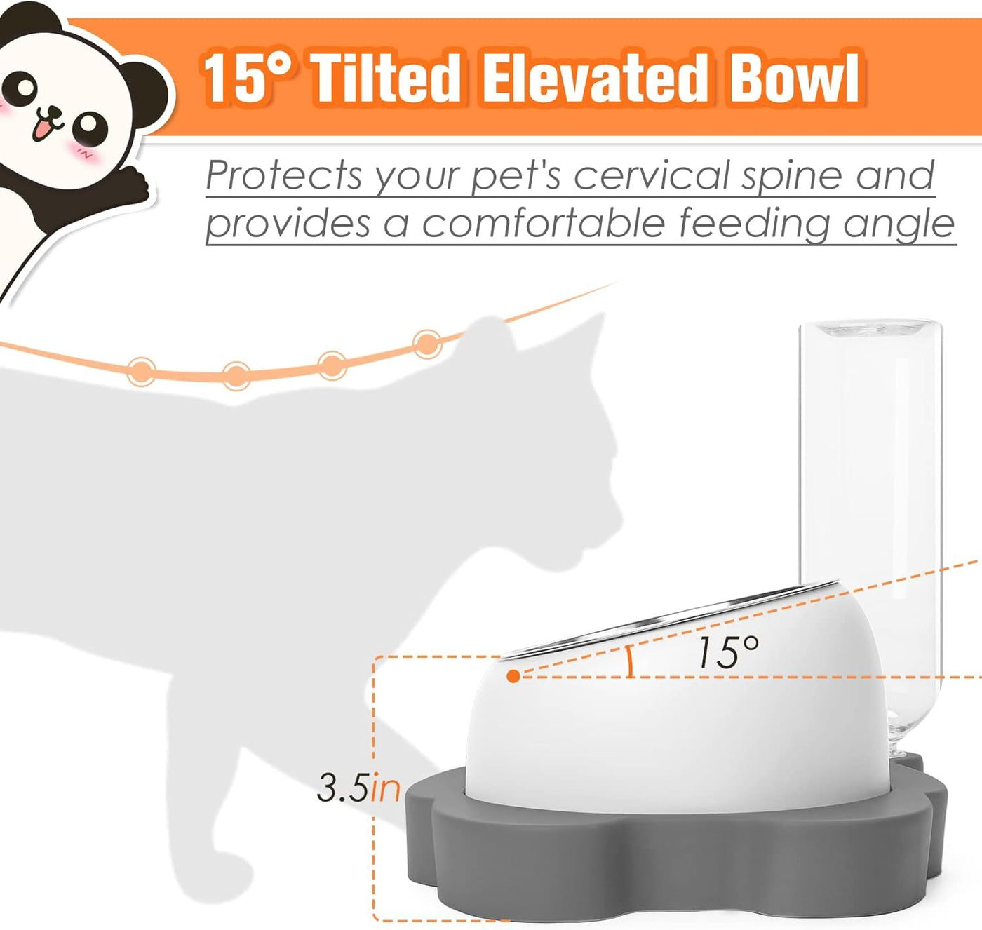 Elevated Tilted Pet Bowl Set with Automatic Water Dispenser