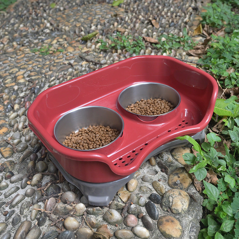 Splash-Proof Stainless Steel Dog & Cat Double Bowl