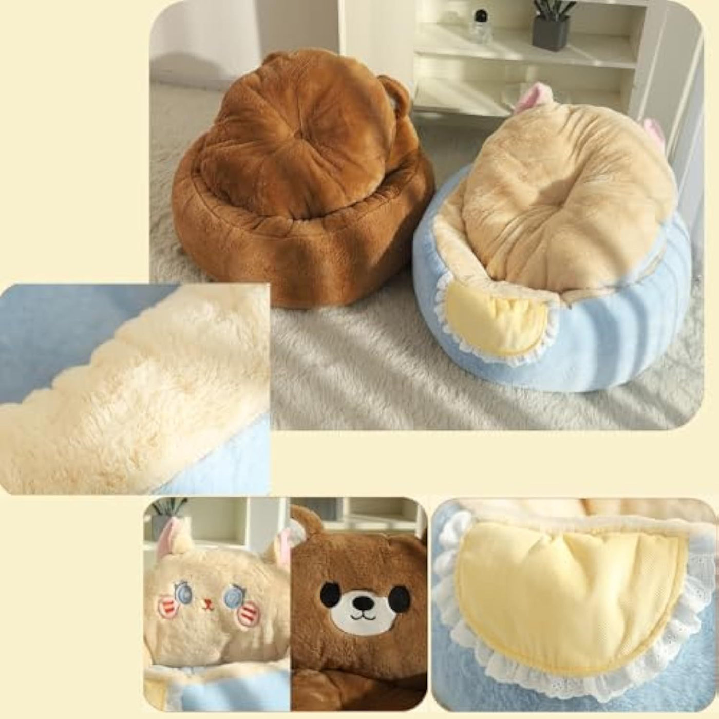 Cute Indoor Cat Bed – Removable Washable Fluffy Plush Tent